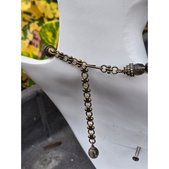 Vintage Heidi Daus Rose Elegance Black Diamond Rhinestone Statement Necklace - Picture 9 of 10